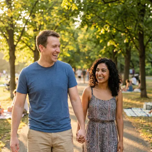 Pure Joy: Happiness Between Couple in a Park