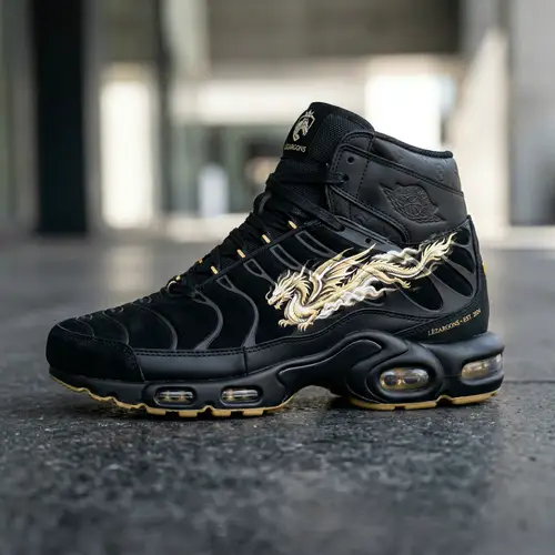 Custom High-End Matte Black Sneakers with Lézargons Logo