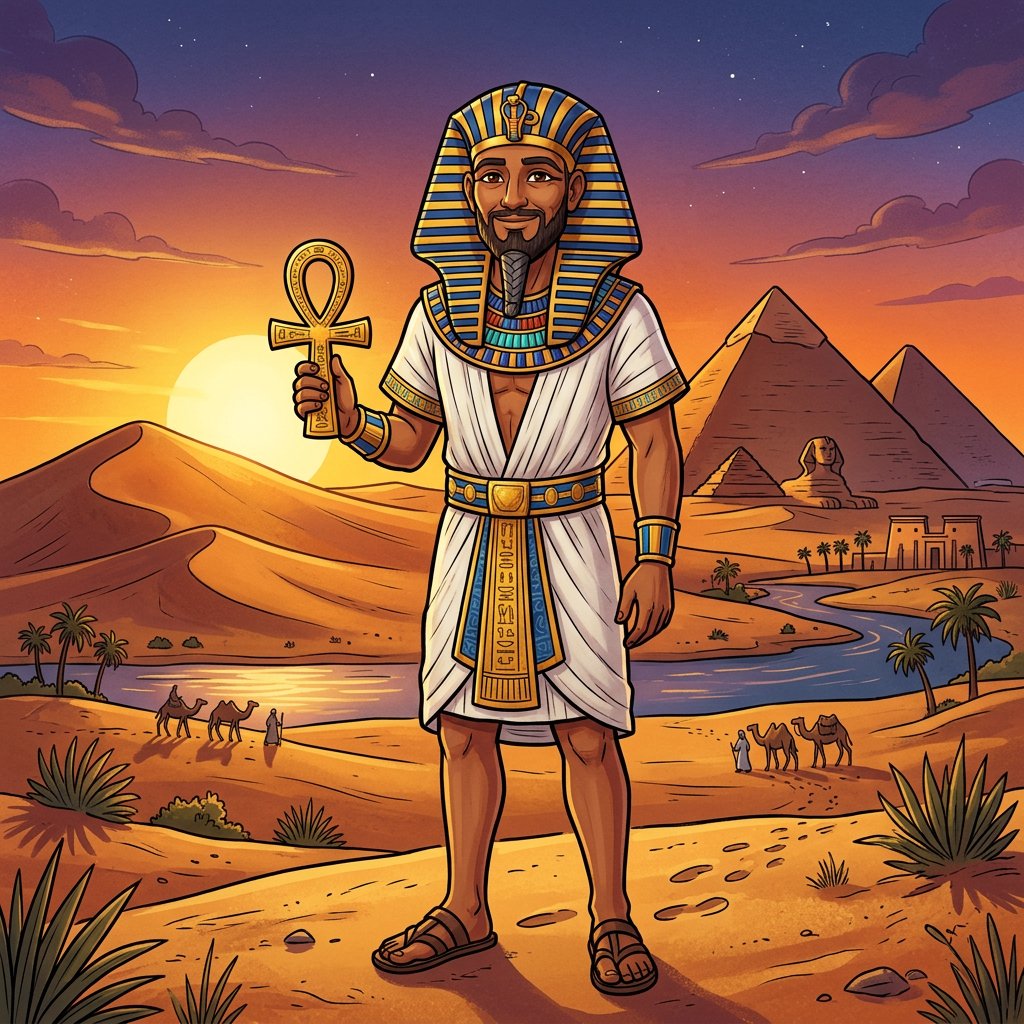 Cartoon Egypt Persona Man: Embrace Ancient Wisdom | AI Art