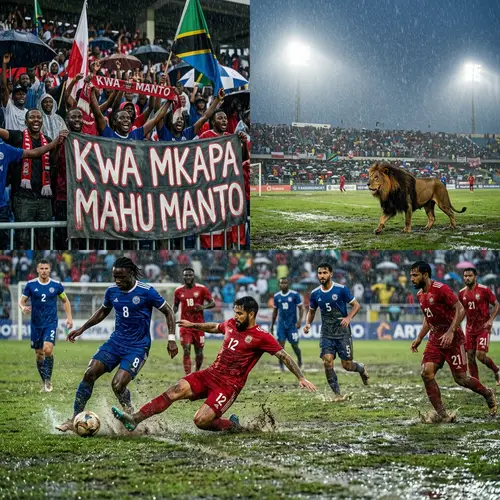 Diverse Football Teams in Rain | Fans Cheering with Banners
