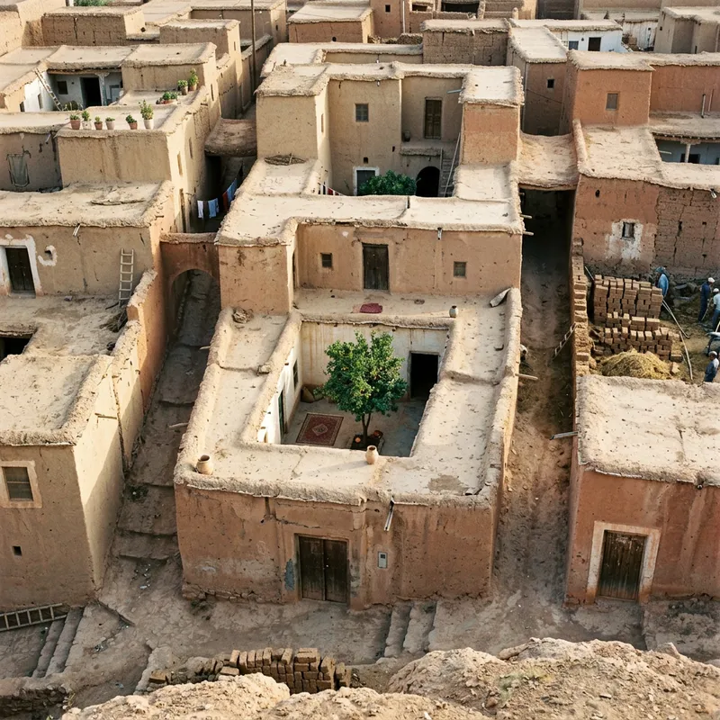 Adobe Village Architecture: One-Story Clusters & Central Courtyards