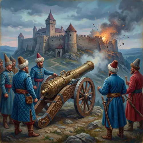 Mongol Troops and Turkish Cannon: Medieval Art Painting