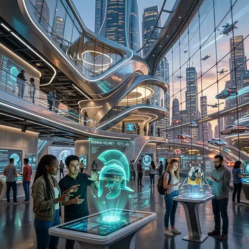 Futuristic Museum - Interactive Exhibits in a Modern Cityscape