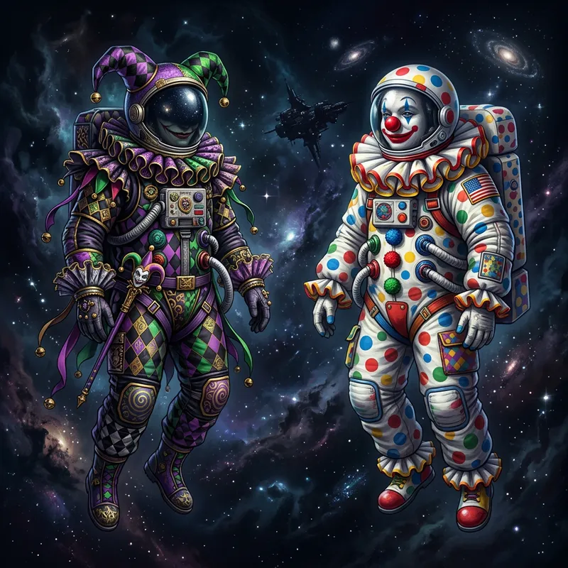 Surreal Joker Clown Astronaut Portrait in Dark Fantasy HQ