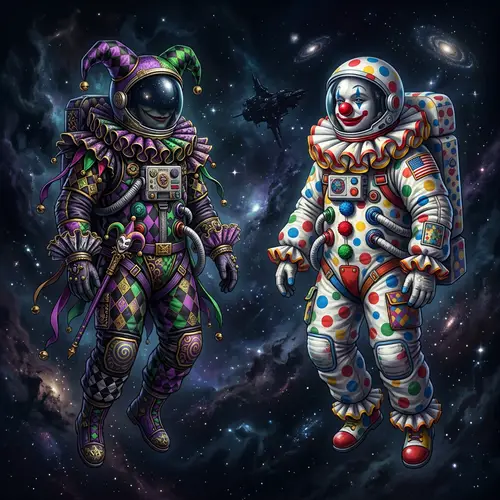 Surreal Astronaut Illustrations in Cosmic Darkness