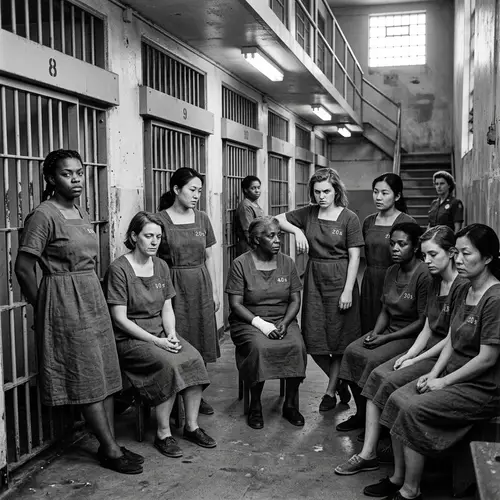1950s Diverse Group of Women in Jail Setting