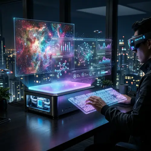 Advanced Futuristic Computer with Holographic Interface