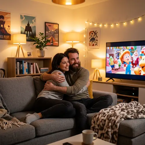 Cozy Couple Watching TV Together