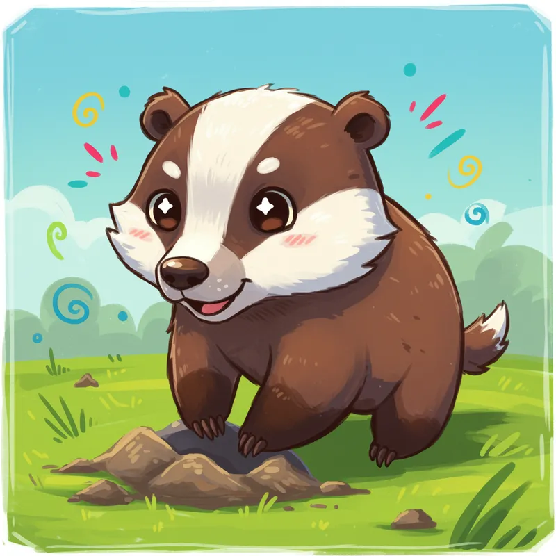 Cartoon Badger with Digital Enhancements
