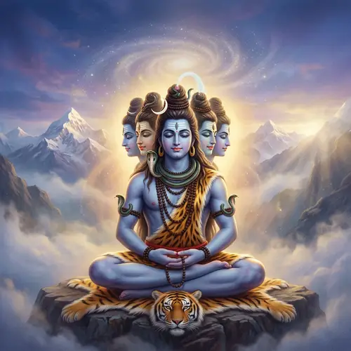Lord Shiva with Five Faces - Divine and Serene Meditation