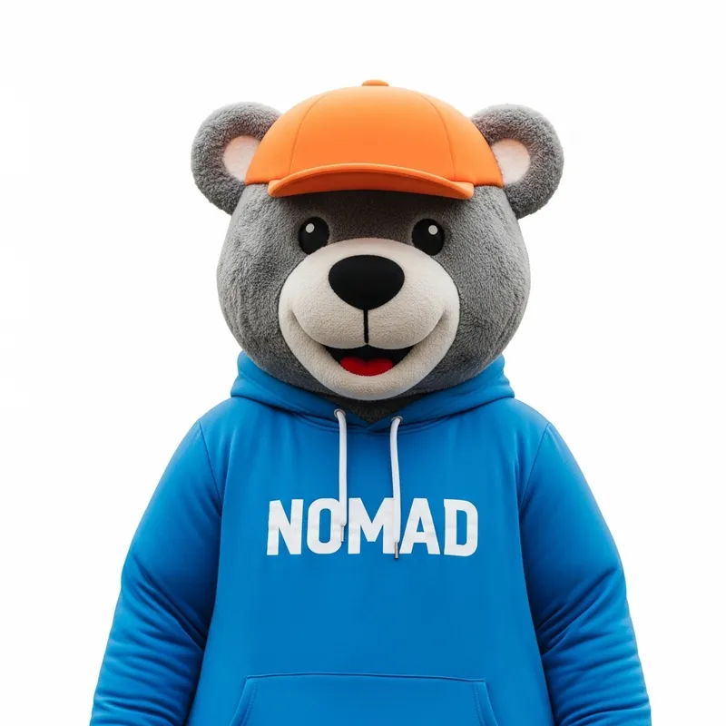 NOMAD Bear Mascot in Hip-Hop Style