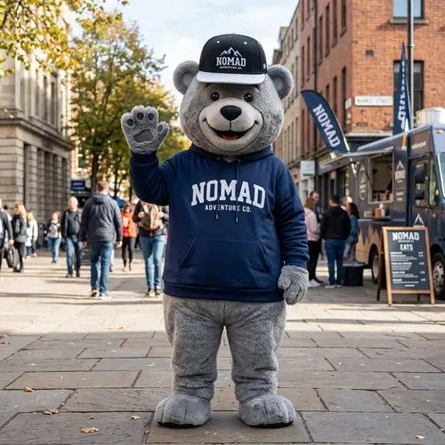 NOMAD Bear Mascot in Hip-Hop Style