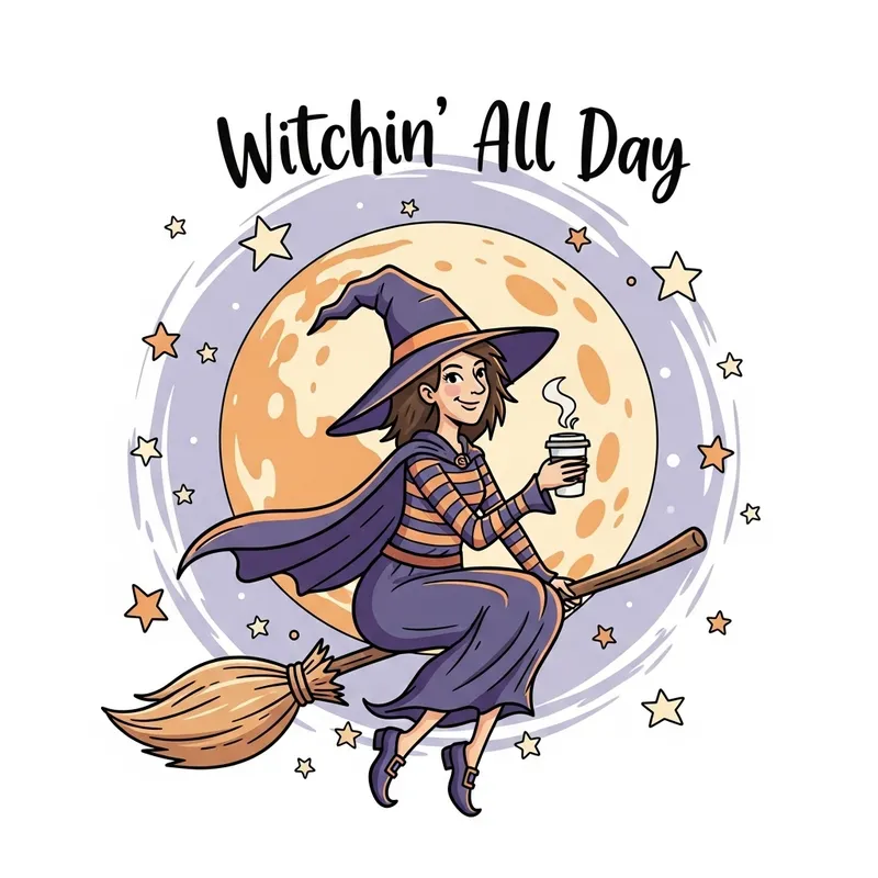 Witchin’ All Day: Cartoon Witch Art Print