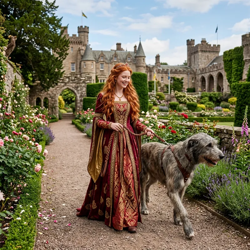 Red Haired Princess with Large Dog Red Haired Princess with Large Dog