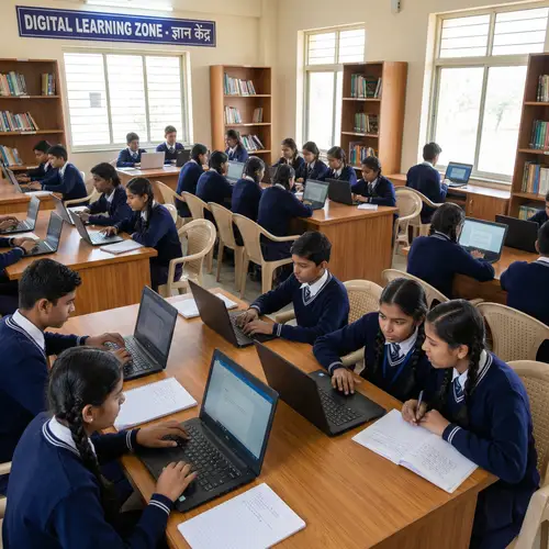 Indian School Students Studying on Computers | Educational Environment