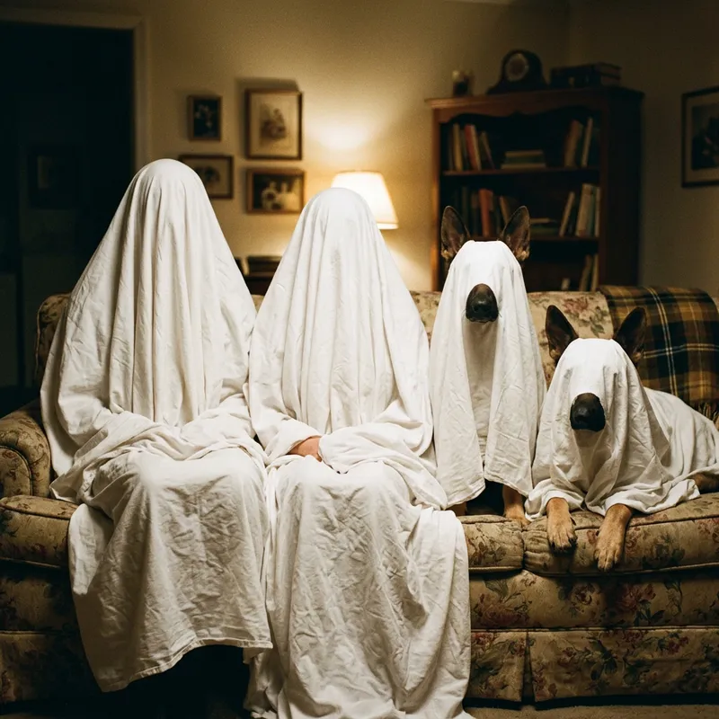 Ghostly Adults and German Shepherds Under Sheets