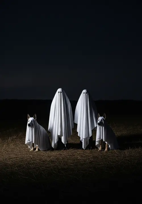 Ghostly Adults and German Shepherds Under Sheets