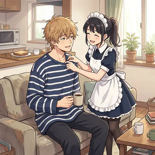 Anime Couple in Casual Sleepwear