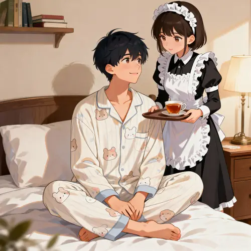 Anime Couple in Casual Sleepwear