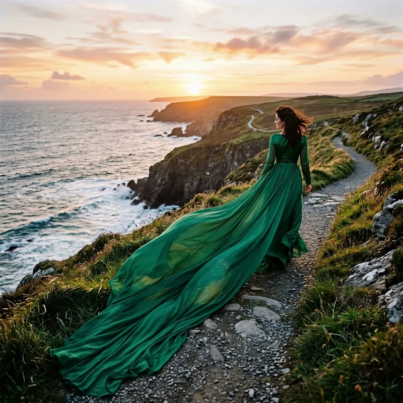 Stylish Woman's Cola Grande Gown - Elegant Fashion Photography