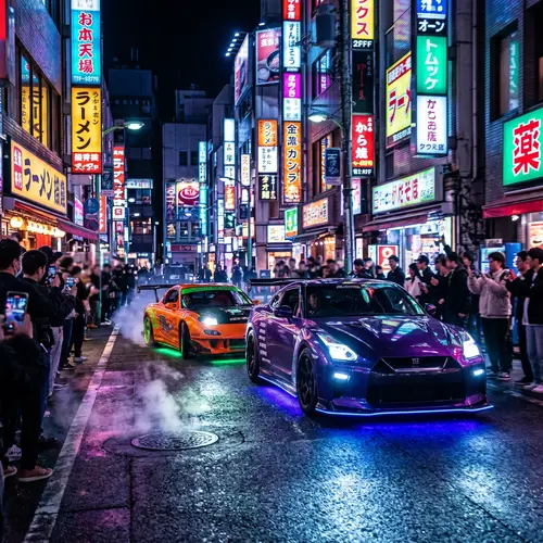 Street Race Cars Under Neon Lights | Thrilling Night Rides