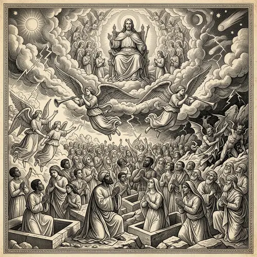 Judgement Day Engraving Depicting Biblical Scene