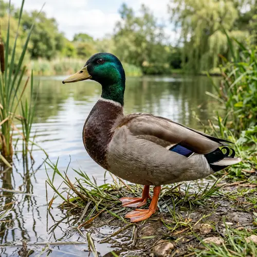 Hyper-Realistic Duck Depiction: Vibrant Plumage & Wise Observant Eyes