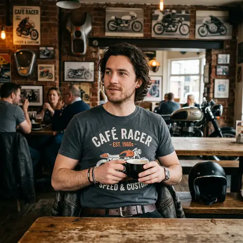Cafe Racer Style T-Shirt for Men