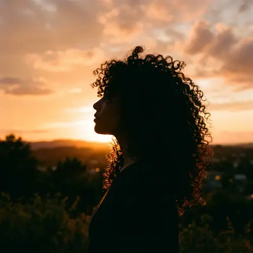 Curly Hair Silhouette Art