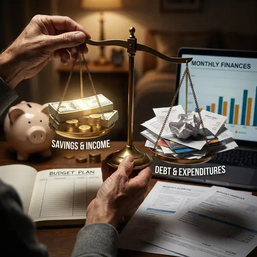 Personal Finance: Wealth vs Debt Contrast Scene