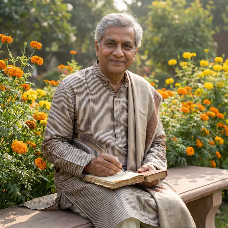 Bhavani Prasad Mishra - Serene Fictional Poet in Traditional Attire Bhavani Prasad Mishra - Serene Fictional Poet in Traditional Attire