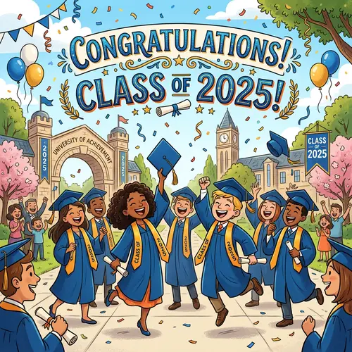 Congrats Graduating Class of 2025 - Cartoon Image