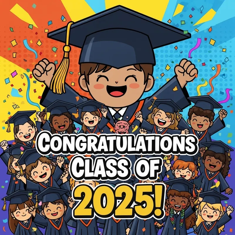 Congrats Graduating Class of 2025 - Cartoon Image