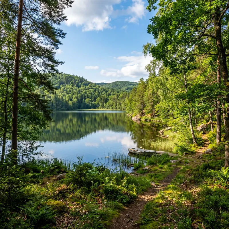 Tranquil Forest and Lake Scene | Calm Nature Landscape Art