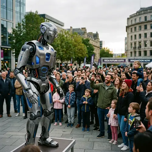 Standing Robot Observing a Crowd