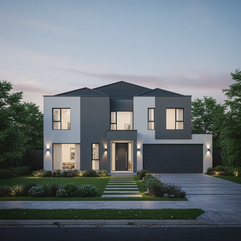 Modern Two-Story Home with Flat Facades