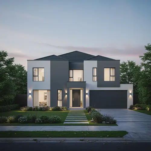 Modern Two-Story Home with Flat Facades