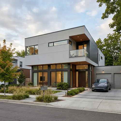 Modern Two-Story Home with Flat Facades