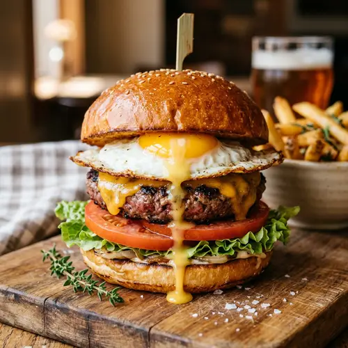 Toasted Bun with Fried Egg in Burger: Delicious Layers