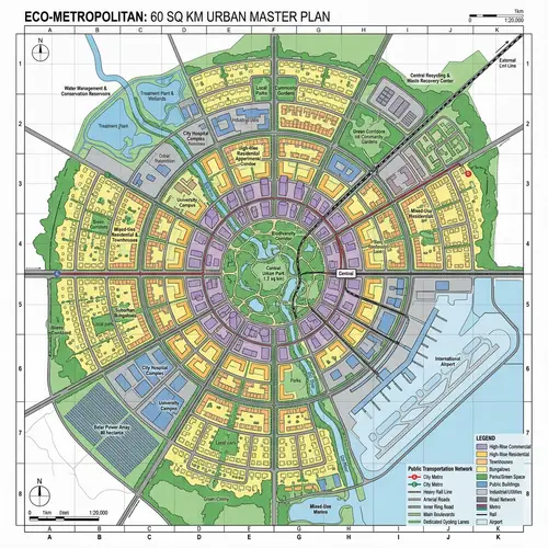 Sprawling Urban City Master Plan: Sustainable & Cosmopolitan Vision