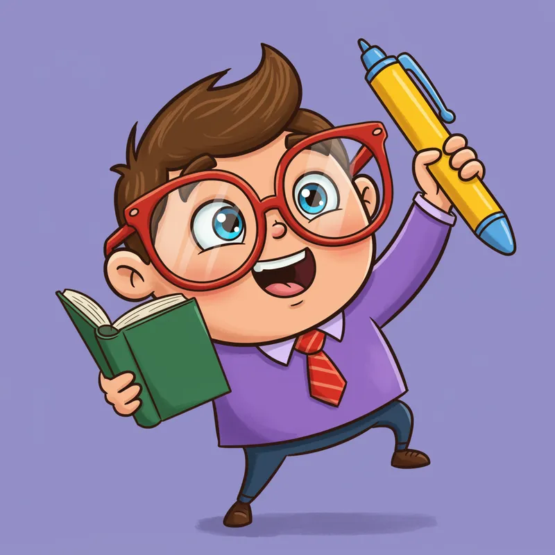 Cheerful Mascot with Book and Pen | Family Fun
