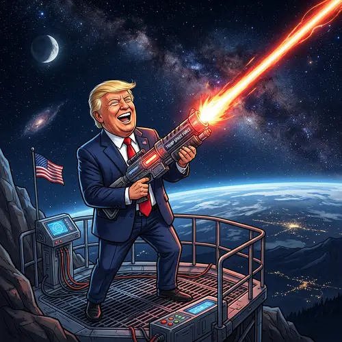 Donald Trump Cartoon: Laser in Space