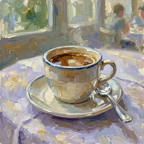 Impressionist Style Still Life of Coffee Cup