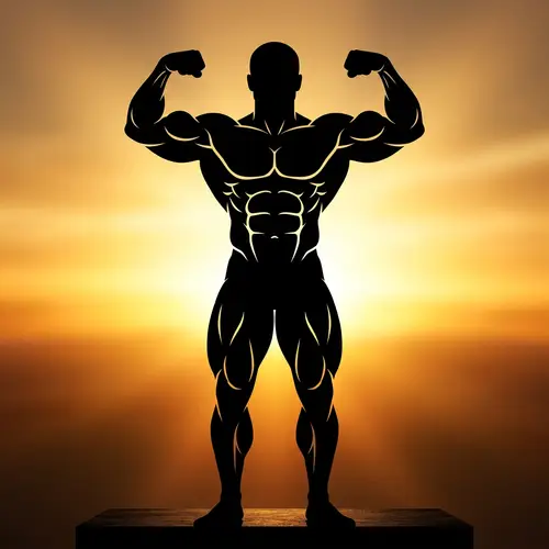 High-Resolution Bodybuilder Silhouette | Muscular Physique Flexing