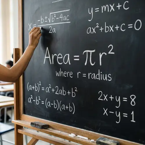 Mathematical Formulas: Area of Circle & Algebraic Equations