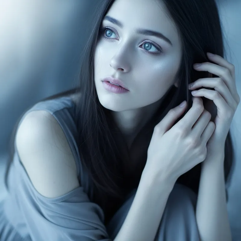 Ethereal Beauty: Pale Girl with Blue Undertones Ethereal Beauty: Pale Girl with Blue Undertones