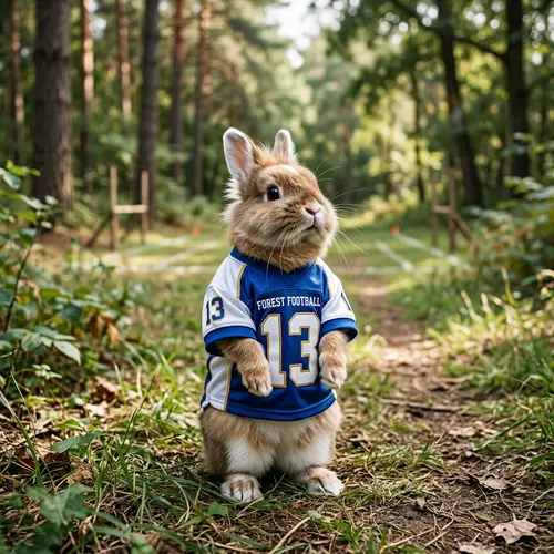 Adorable Rabbit in Oversized Football Jersey | Number 13