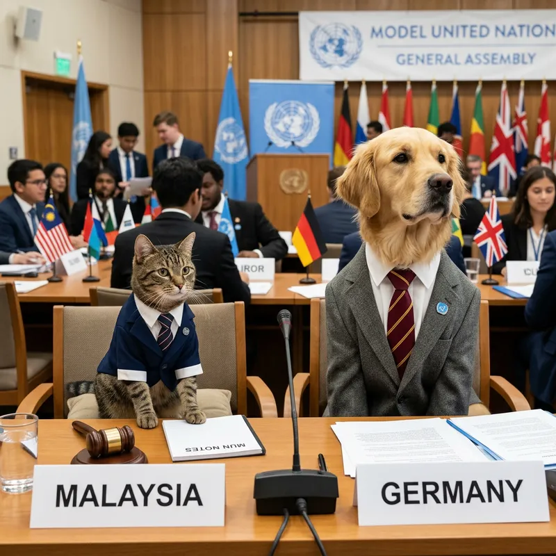Cat and Dog Dressed for Model UN