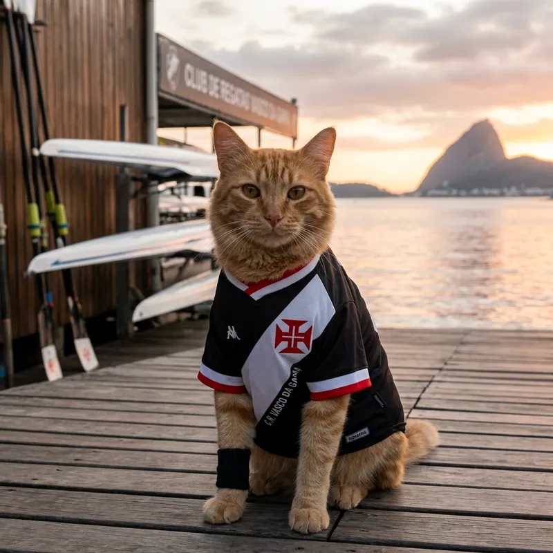 Cat in Vasco da Gama Jersey - Regatas Rowing Club