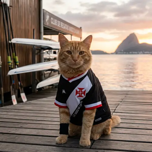 Cat in Vasco da Gama Rowing Club Jersey
